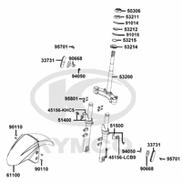 Gabelbrücke, Lenkkopflager, Gabel & Kotflügel