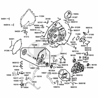 Gehäusedeckel links, Wasserpumpe, Thermostat & Sensor Tachosignal