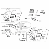 Gabelbrücke, Lenkkopflager, Gabel & Kotflügel