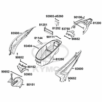 Hintere Seitenverkleidungen, Helmfach & Gepäckträger