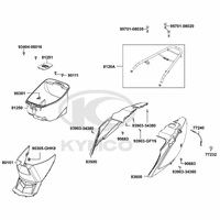 Hintere Seitenverkleidungen, Helmfach & Gepäckträger