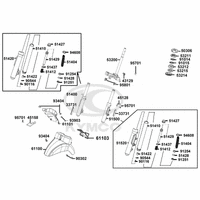 Gabelbrücke, Lenkkopflager, Gabel & Kotflügel