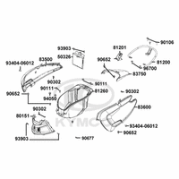 Hintere Seitenverkleidungen, Helmfach & Gepäckträger