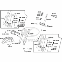 Gabelbrücke, Lenkkopflager, Gabel & Kotflügel