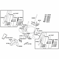 Gabelbrücke, Lenkkopflager, Gabel & Kotflügel
