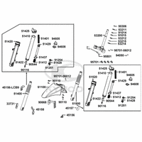 Gabelbrücke, Lenkkopflager, Gabel & Kotflügel
