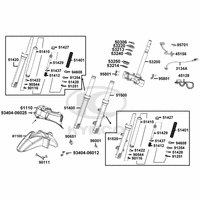 Gabelbrücke, Lenkkopflager, Gabel & Kotflügel