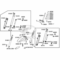 Gabelbrücke, Lenkkopflager, Gabel & Kotflügel