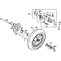Vorderrad mit Bremssattel