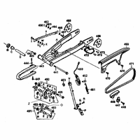 Schwinge, Antriebskette und Seitenständer